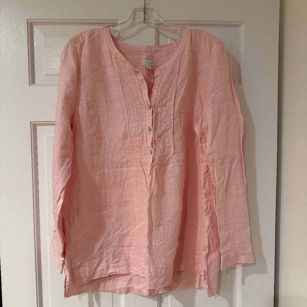 J. Jill Love Linen Pintucked Popover Top -- Medium